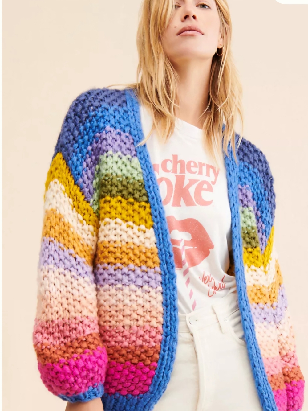 SAACHI Multicolor Striped Chunky Knit Cardigan